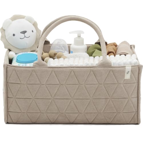 Image of ABCOOD. Diaper Caddy Organizer Soft Nursery Storage Basket for Changing Station - Girl and Boy - Baby Registry Must Haves Newborn Essentials - Gift for Baby Shower Car Caddy Organizer (Mink)