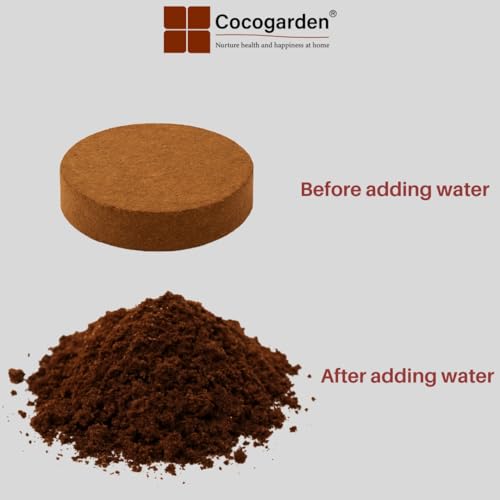 Image of Cocogarden Cocopeat Disc (100 mm, Pack of 2) | for Seedling, Germination, Home Gardening, Potting Soil Mix for Plants, Hydroponics