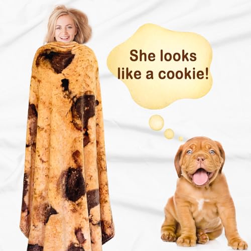 Image of Bnuitland Cookies Funny Blanket, 300 GSM Double Sided Giant Realistic Food Blanket, Novelty Gift for Adults and Kids, Super Soft Flannel