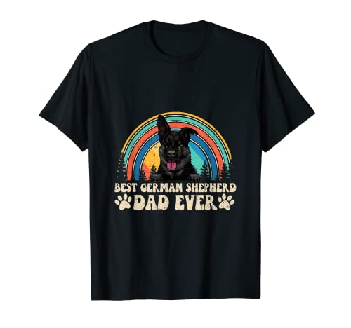 Hombre Best Black German Shepherd Dad Ever Perro Vintage Día del Padre Camiseta