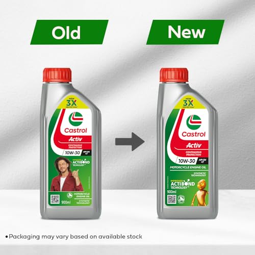 Image of Castrol Activ 10W-30 4T Engine Oil for Bikes with Synthetic Technology (900ML) | 3X Protection with Actibond Technology | Engine Protection for Bikes | API SN and JASO MA2