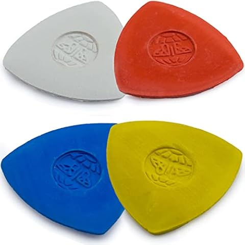 UMTMedia® 4 X Tailors Chalk for Sewing, Fabric Chalk, Dressmakers Chalk, Sewing Chalk for Marking Fabric, Chalk Pencil for Fabric, Taylors Chalk Pencil, Triangle, Red Blue Yellow White Cover