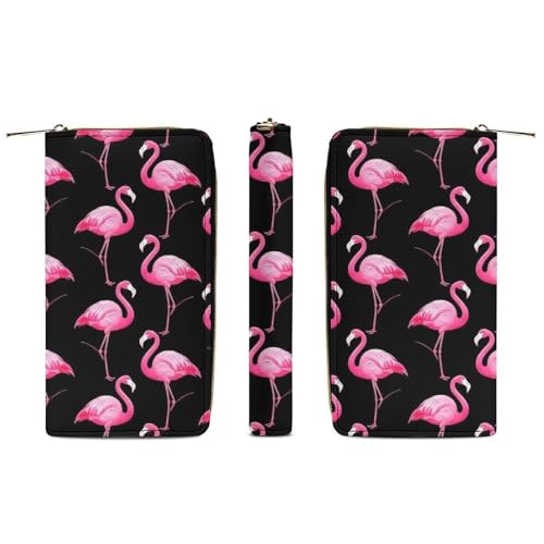 Fashion Decor Wallet, Long PU Zipper Wallet, Travel Purse Fashion Design, Huge Storage Capacity PurseLovely Animal Pink Flamingo3