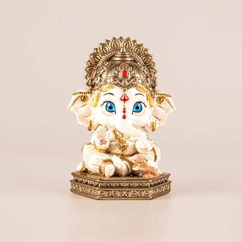 Image of Artarium Bal Ganesha Resin Idol Decorative Ganesh Statue for Home Decor Mandir Living Room Bedroom Table Gift Item Showpiece for Housewarming Festival Decoration (Bal Ganesha Idol | Cream Color)