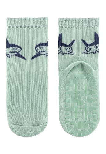 Sterntaler Fli Fli AIR Doppelpack Hai - Jungen Fliesen Flitzer mit Motiven - Stoppersocken Baby mit Innenfrottee im Sohlenbereich - Baby und Kinder Strümpfe mit Anti-Rutsch-Sohle, mintgrün, Größe 20