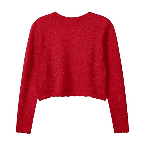 Image of Girls Cardigan Bolero Ruffle Open Front Button Cover-Up 3-12Y