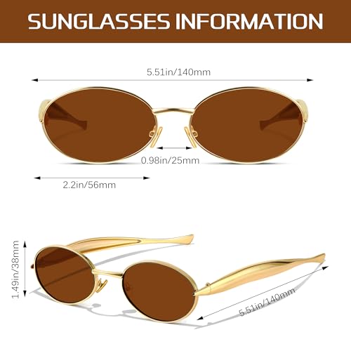 GRFISIA Retro Oval Sunglasses for Women Metal Frame Trendy Classic Shades UV400 Protection4