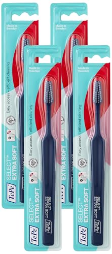 TEPE Select - Spazzolino da denti con setole extra morbide, per l'igiene orale di giovani e adulti, 1 pz x confezione, 1x1 (Confezione da 4)
