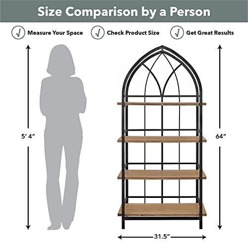 Firstime & Co. Natural Ridgeway Arch Bookcase, Storage Shelf For Living Room, Bedroom, Bathroom, Kitchen, Home Office, Wood And Metal, Farmhouse, 31.5 X 13 X 64 Inches #TOP5