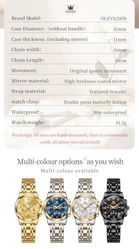 Image of OLEVS Women Watch Stylish Elegant Chronograph Luxury Diamond Analog Quartz Stainless Steel Luminous Date Ladies Wrist Watches for Women