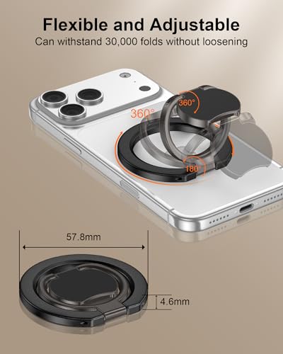 Image of Phone Grip for Magsafe Two-Sided Magnetic iPhone Stand with Kickstand Foldable Finger Ring Loop Compatible with Magsafe Accessories for Apple 17e 17 Pro Max 17 Air 16e 16 Plus 15 Pro 14 13 12 Mini