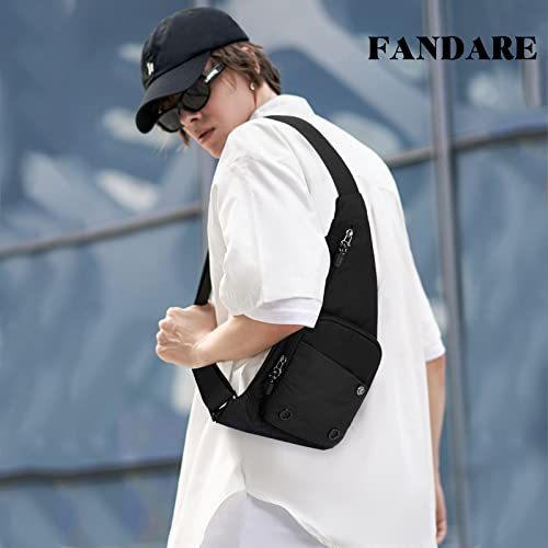 FANDARE Ultralight Sling Bags Outdoor Hiking Daypacks Chest Shoulder Bag Men Crossbody Bags Women Waist Bag Cover Pack Rucksack for Travel Hiking Bicycle Sport Gym Daypacks Small Daypacks Black - Image 2