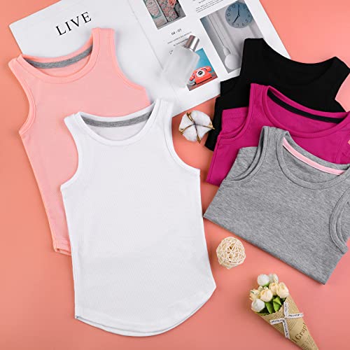Poroka 5 Pack Girls Dance Tank Top Kids Tank Tops Sleeveless Tees Shirt Racerback Sleeveless Tops For Girls Toddlers #TOP3
