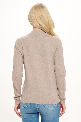Image of Women's 100% Cashmere Soft Long Sleeve Crew Neck Open Zip Cardigan