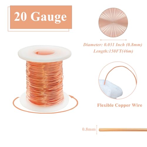 Image of 99.95% Bare Copper Wire 20Gauge (0.031 inch) 150ft (46mm) Copper Wire for electroculture Gardening, Bonsai, Jewelry Making Beading Garden Plants,Ground Wire & DIY Craft (20Gauge,150FT)