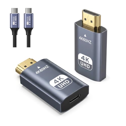 USB C Female to HDMI Male Adapter with USB Video Cable 4K@60Hz Uni-Directional USB Type C Source to HDMI 2.0 Display Converter Thunderbolt 3/4 to HDM-I for i-/Phone 17 MacBok Pro/Air Galaxy - 1 Pack