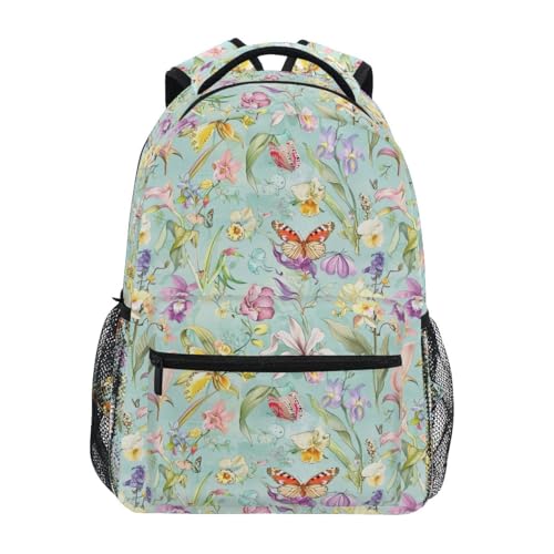 Sac à dos orchidées et papillons grande capacité pour organiser vos fournitures d'étude