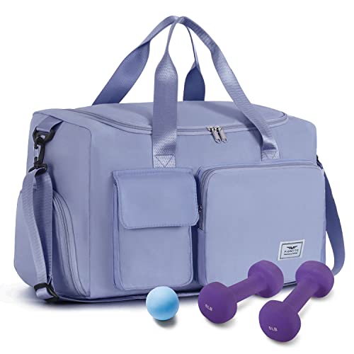 FIORETTO Women's Gym Duffle Bag with Shoes Compartment, 30L Capacity, Ideal for Travel, Gym, Sports, Duffel, Weekender, Blue by FIORETTO - Used condition - US$17.91
