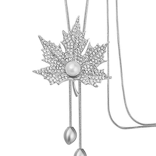Shining Diva Fashion Latest Crystal Flower Design Stylish Long Chain Pendant Silver Plated Pendant for Women (Silver) (10730np) (B07YCSZZWS) Amazon Price History, Amazon Price Tracker