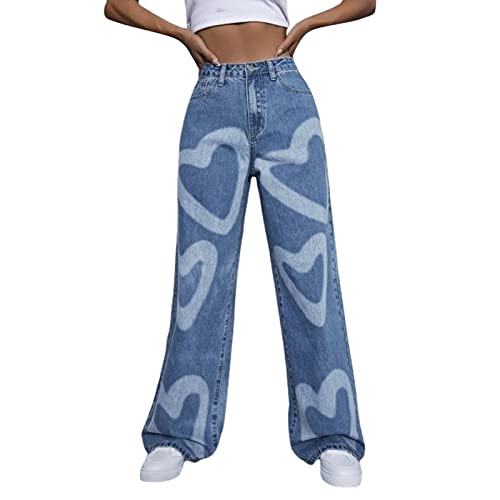 Pantalones cargo sueltos para mujer con estampado de corazón para...