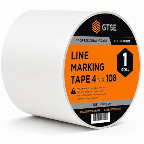 Image of GTSE - White Vinyl PVC Floor Tape 4 inch x 108ft Safety Marking Tape | Safety Marking Tape for Gyms, Warehouses & Dance Floors - Durable Vinyl, High Visibility