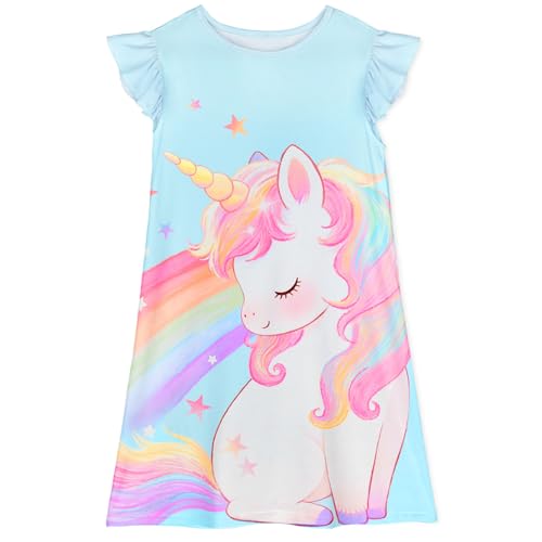 ICOSY Girls Nightgowns Toddler Girls Pajamas Flutter Sleeve Princess Nightgown Clothes for Girl Casual Dress