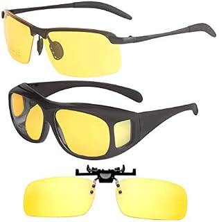 Riccardo Materossi 3 Pack Night Vision Glasses For Driving | Anti Glare | Unisex | UV400 | Premium Quality Frames & TAC Lenses | UK Based Brand