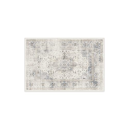 Ruggable Washable 2x3 Area Rug, Sarrah Blue Quartz, Premium Rugs for Living Room, Bedroom, Kitchen, Office, Classroom with Gripper Non Slip Pad