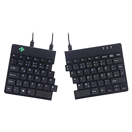 R-Go Split - Clavier Ergonomique - Ultra Mince - Avec Jeux de Touches séparés - Configuration QWERTZ (DE)- Filaire USB - Plug & Play -Noir
