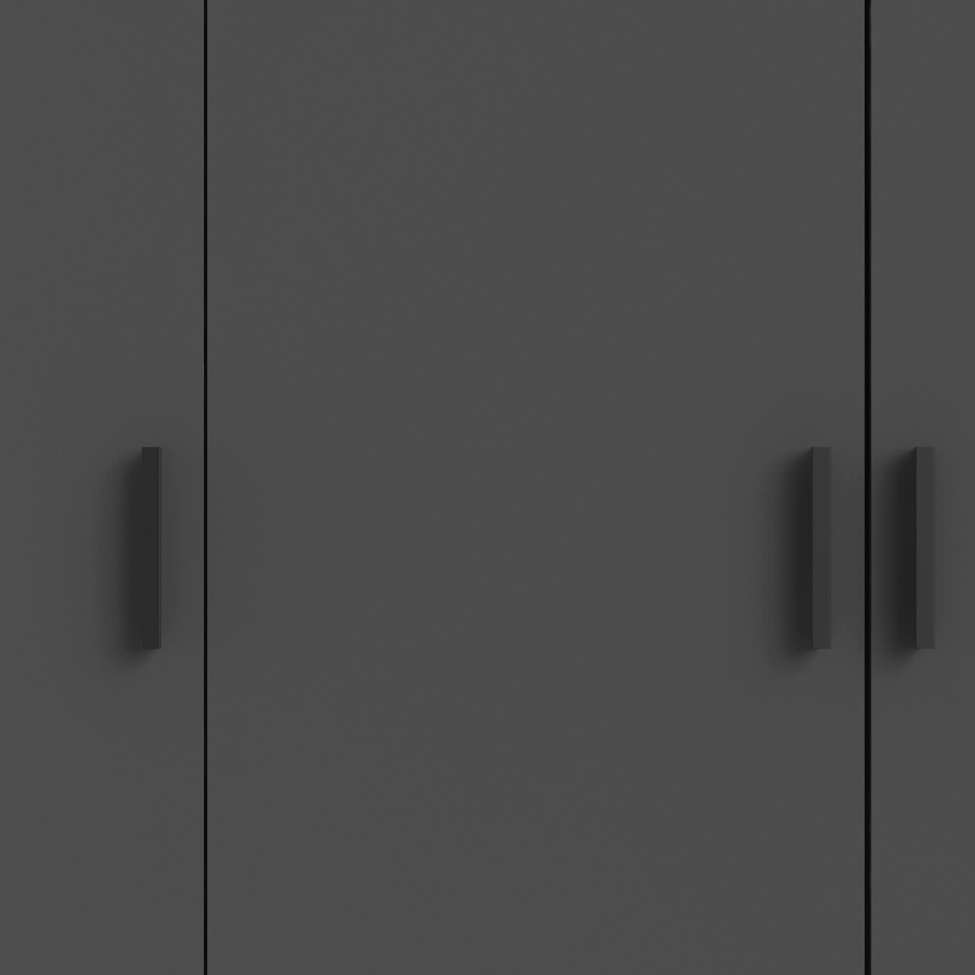 Armoire VEGA - D�cor Gris anthracite - 4 portes + 3 tiroirs - L 195,5 x P 49,6 x H 200,4 cm