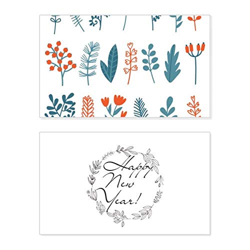Tarjeta de Navidad colorida con hojas de plantas: felicitación navideña de diseño artístico