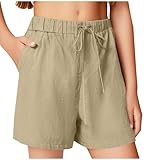 Girl's Summer Shorts Kids Casual Wide Leg Cotton Linen Shorts Girls Drawstring Beach Vacation Outfits for 3-13 Years ropa para niñas de 8 años Pack Khaki