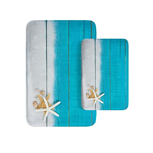 Britimes Beach Sea Shell Ocean Bathroom Rug Mat Set Of 2,Washable Cover Floor Rug Carpets Floor Bath Mat Bathroom Decorations 16X24 And 20X32 Inches #TOP19