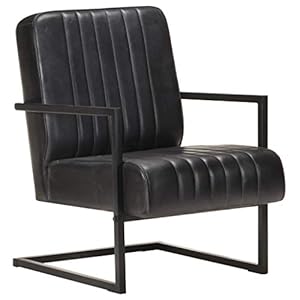 vidaXL Fauteuil echt leer zwart