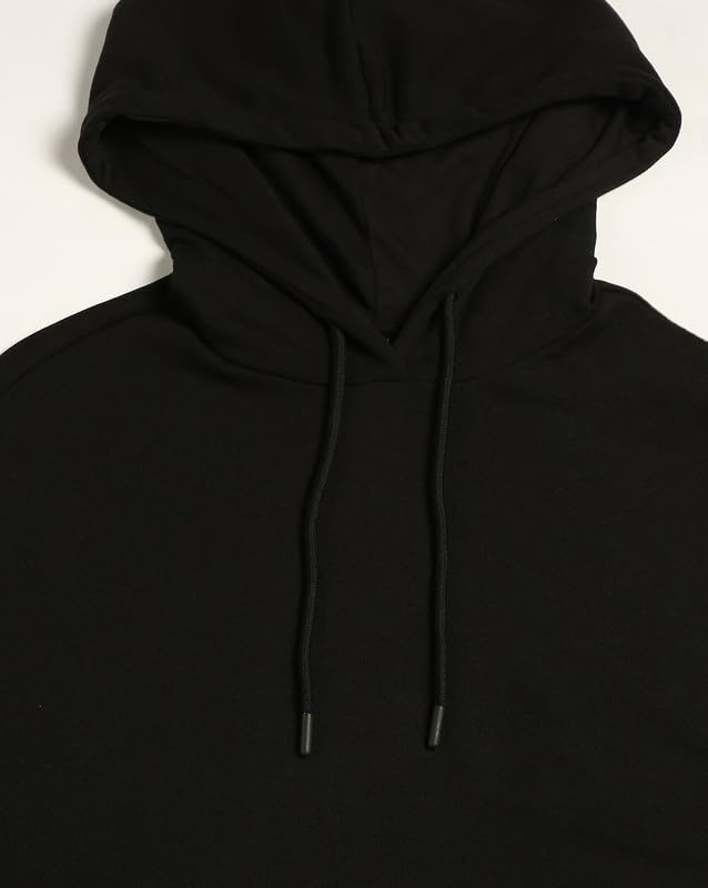 Image of Solid Long Sleeves Hooded Neck Sweatshirt with Kangaroo Pocket Hoodie for Women's