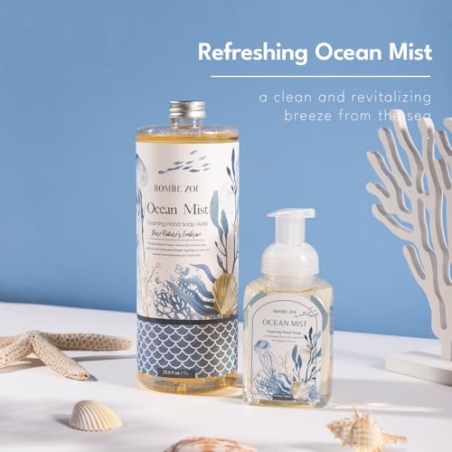 ROMIIE ZOI Hand Soap Refills, Foaming Hand Soap Natural Plant Moisturizing Handsoap Fragrance Ocean Mist - Soft Hand Wash for Kitchen & Bathroom - with Foam Soap Dispenser 1L/33.8oz Pack 0f 3 - Image 3