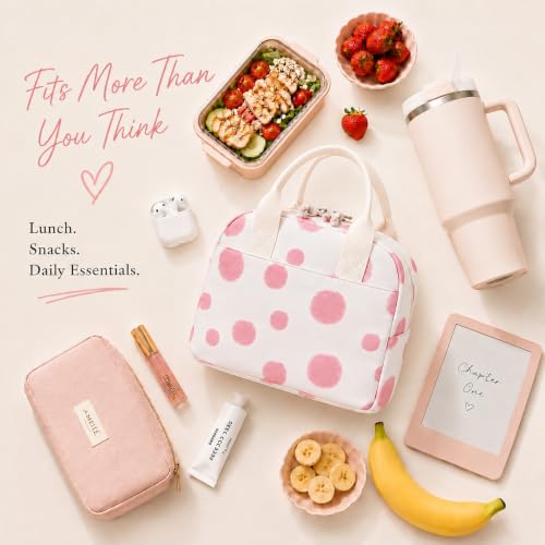 Image of LOVELYWIND Lunch Box for Women Cute Lunch Bags for Women Lunch Tote Bags Reusable Insulated Lunch Box Large Capacity Reusable Insulated Cooler for Work or Travel Gifts or Beach
