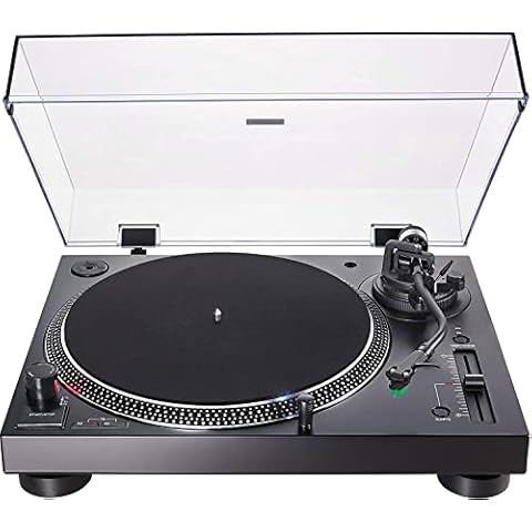 WWBMZ Direct-Drive Turntable (Analog & USB), Fully Manual, Hi-Fi, 3 Speed, Convert Vinyl to Digital, Anti-Skate & Variable Pitch Control Black, Onecolor Cover