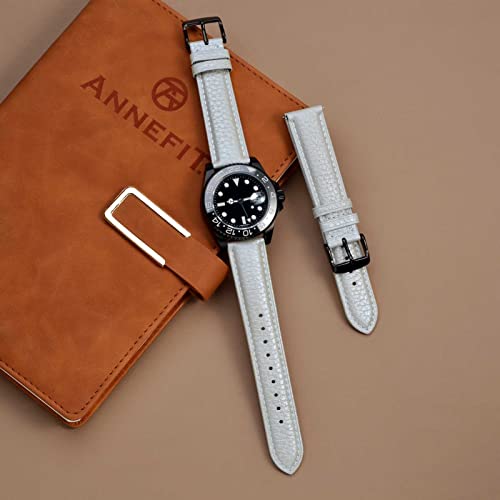 Image of ANNEFIT Watch Band 22mm, Quick Release Textured Padded Leather Straps with Black Buckle for Men and Women (Silver)