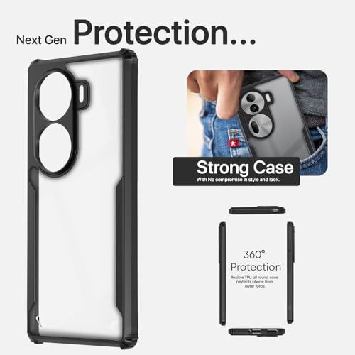 Image of Pikkme Back Cover for Oppo Reno 11 Pro 5G | Ultra Hybrid Shockproof Case | Full Camera Protection | Raised Edges | Clear Transparent Bumper Case (Black)