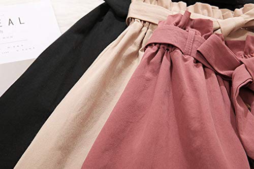 Women High Waist Skirt Elegant Casual Vintage Pleated A-line Button Front Midi Skirt with Belt Pockets4