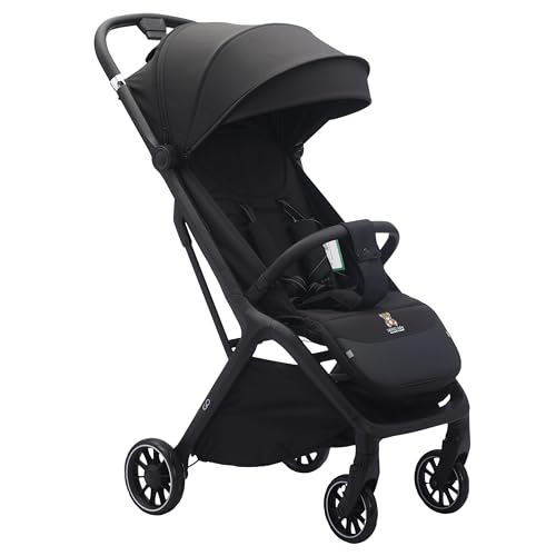 MOCCA Baby Compact Lightweight Travel Stroller Pushchair for Toddlers Up to 4 Years (22 kg), One-Hand Fold, Extra-Large Hood, 5-Point Harness, Adjustable Calf Support – Black