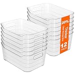12 Pack Pantry Storage Bins for Kitchen Cabinet, Clear Plastic Organizer Bins for Bathroom, Pantry Organizer Containers for Home Edit, Drawer, Under Sink, Fridge