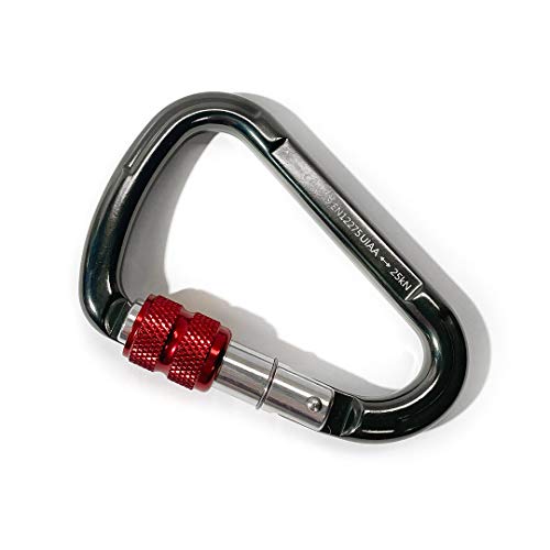 Psychi 25KN HMS Twist Lock Screwgate Carabiner Karabiner for Rock Climbing Tree Surgery Rope Access Belay - Red UK BRAND