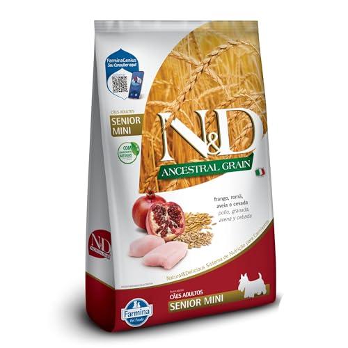 N&D Ancestral para Cães Idosos de Raças Mini e Pequenas Sabor Frango, Romã, Aveia e Cevada 2,5Kg