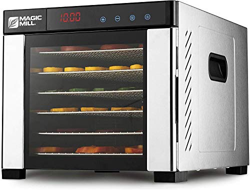 Magic Mill Commercial Food Dehydrator Machine | Easy Setup, Digital Adjustable Timer and Temperature Control | Dryer for Jerky, Herb, Meat, Beef, Fruit and To Dry Vegetables | Over Heat Protection | 6 Stainless Steel Trays