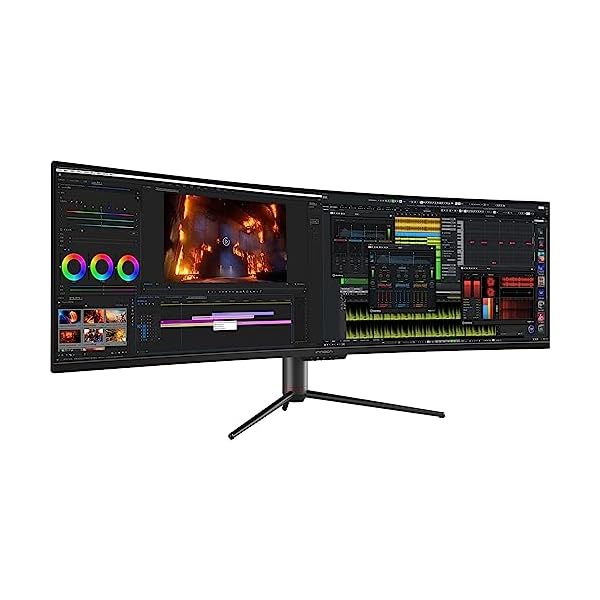 INNOCN 49" Curved Gaming Monitor 144Hz Ultrawide 32:9 WDFHD 3840 x 1080P, R1800, 99% sRGB, HDR400, USB Type C, DisplayPort, HDMI, Built-in Speakers, Height/Tilt Adjustable - 49C1G - Image 3