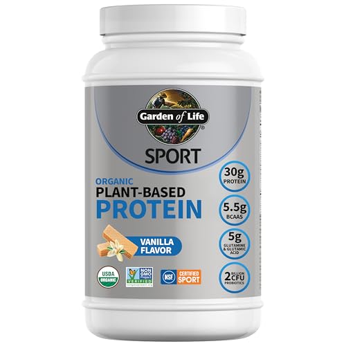 Garden of Life Organic Vegan Protein Powder with Probiotics, BCAAs, NSF Certified, Gluten Free & Sport, Non GMO, Sport Protein Powder, 19 Servings, Va