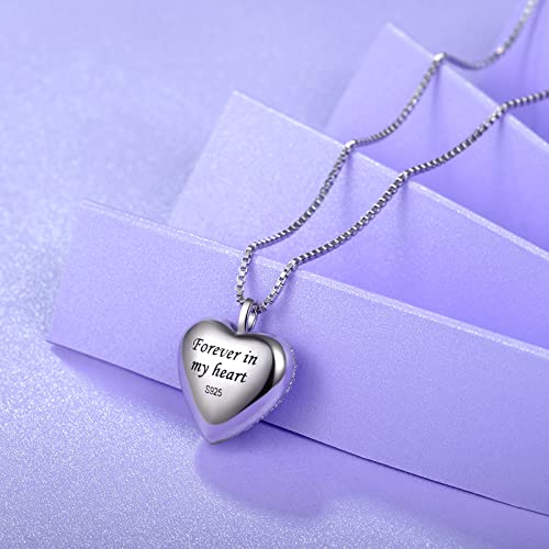 Acjfa Sterling Silver Urn Pendant Jewelry Cz Heart Cremation Necklace For Ashes Keepsake Memorial Jewelry For Women- Forever In My Heart(White) #TOP3
