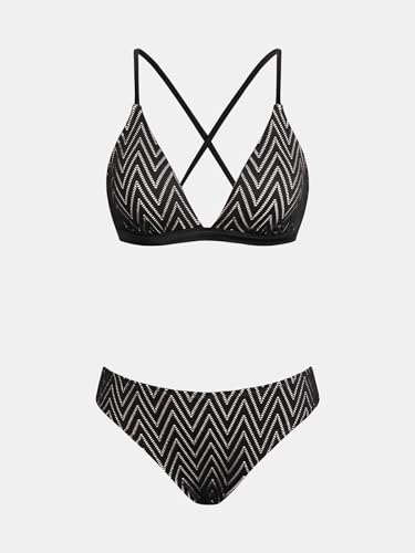 Image of CUPSHE Bikini Set for Women Two Piece Swimsuits V Neck Low Rise Crisscross Back Self Tie Spaghetti Straps